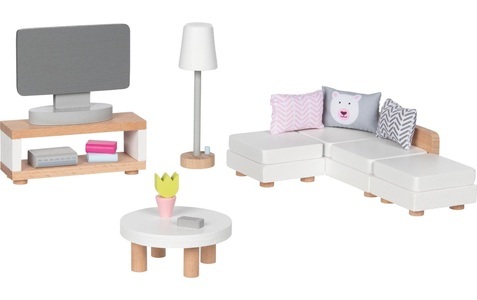 goki, goki Wohnzimmerausstattung für Puppenhaus, Puppenhausmöbel STYLE - WOHNZIMMER aus Holz