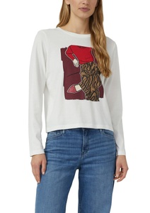 S.Oliver, s.Oliver Langarmshirt mit Print und Schmucksteinen
