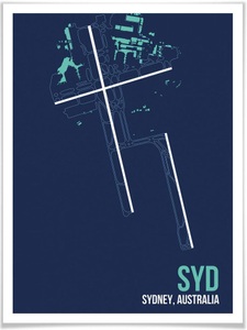 Wall-Art, Wall-Art Poster »Wandbild SYD Grundriss Sydney«, Grundriss, (1 St.), Poster, Wandbild, Bild, Wandposter, Wall-Art Poster »Wandbild SYD Grundriss Sydney«, Grundriss, (1 St.), Poster ohne Bilderrahmen
