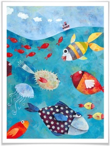 Wall-Art, Wall-Art Poster »Märchen Wandbilder Fische im Meer«, Fisch & Meeresfrüchte, (1 St.), Poster, Wandbild, Bild, Wandposter, Wall-Art Poster »Märchen Wandbilder Fische im Meer«, Fisch & Meeresfrüchte, (1 St.), Poster ohne Bilderrahmen