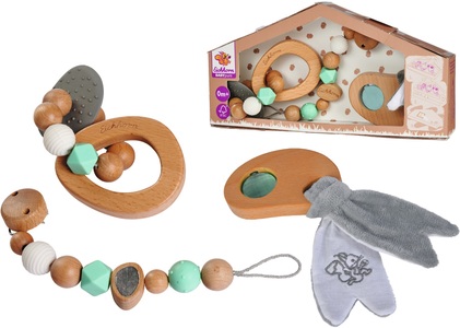 Eichhorn, Eichhorn Greifling »Baby Pure Geschenkset«, mit Schnullerkette, Beissring und Greifling, FSC®-Holz aus gewissenhaft bewirtschafteten Wäldern, Geschenkset BABY PURE 3-teilig aus Holz