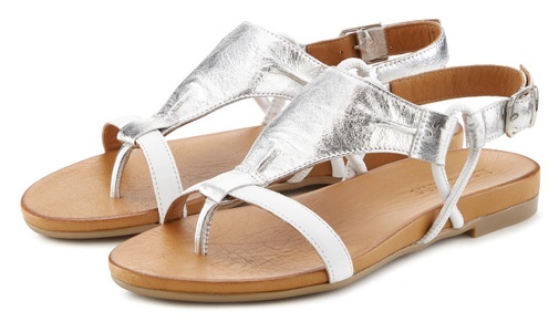 Lascana, LASCANA Sandale, Sandalette, Sommerschuh aus hochwertigem Leder mit Metallic Optik, LASCANA Sandale »Sommerschuh«, Sandalette, Sommerschuh aus hochwertigem Leder mit Metallic Optik