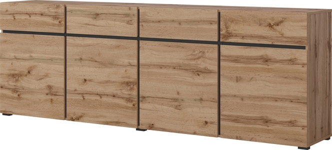 INOSIGN, INOSIGN Kommode, Breite ca. 225 cm, INOSIGN Sideboard »Cross,Breite 225 cm, moderne grifflose Kommode,4 Türen/4 Schubkästen«, Schubladenschrank mit viel Stauraum, Einlegeböden verstellbar
