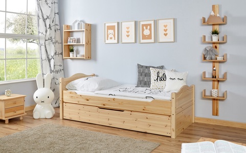 TICAA, Ticaa Einzelbett »Leni«, mit Zusatzbett, Ticaa Jugendbett »Leni«, Einzelbett mit Zusatzbett