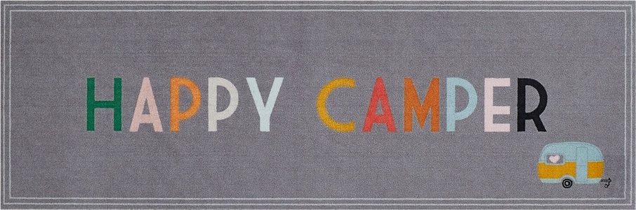 MY HOME, my home Läufer »Camping Happy Camper«, rechteckig, Teppichläufer, mit Schriftzug, Motiv Wohnwagen, ideal für den Camper, my home Läufer »Camping«, rechteckig, 8,5 mm Höhe, mit Schriftzug, ideal für Camper & Wohnwagen, In- und Outdoor geeignet
