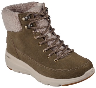 Skechers, SKECHERS Schnürstiefelette aus Veloursleder olive, Skechers On-The-Go Glacial Ultra - Woodlands - Schuhe - Damen Olive 41