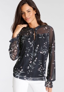 LAURA SCOTT, Laura Scott Langarmbluse, aus Mesh und mit Blumenmuster - NEUE KOLLEKTION, 