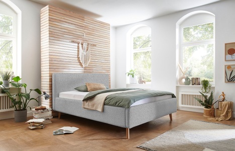 Novel, Novel - Bett MATTIS_8096 - grau - Textil - 160x200, Novel - Bett MATTIS_8096 - grau - Textil - 160x200