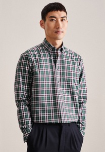 Seidensticker, Flanellhemd Regular Fit Langarm Karo Herren Grün 47, seidensticker Flanellhemd »Regular« Regular 1/1 Button-Down-Kragen Karo