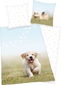 undefined, Herding Flanell Wendebettwäsche Welpe, Herding Young Collection Kinderbettwäsche »Welpe«, mit niedlichem Hund