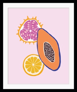 QUEENCE, queence Bild »Jannis«, Obst, gerahmt, Obst, queence Bild »Jannis«, Obst-Obst Bilder-Kunst-Lebensmittel, HD Premium Poster-Druck inkl. Holzrahmen