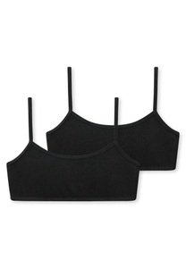 Schiesser, Mädchen-Bustiers 2er-Pack Organic Cotton schwarz - 95/5 140, Mädchen-Bustiers 2er-Pack Organic Cotton schwarz - 95/5 140