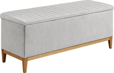 undefined, Bettbank »Aalborg«, Carryhome Bettbank in textil silberfarben , Aalborg , Eiche , furniert, massiv , 139x58x50 cm , Webstoff,Echtholz , 002220044609