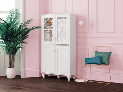 LEONIQUE, Leonique Highboard »Jessica«, mit Spiegelfront und schön ausgefrästen Profilen, 