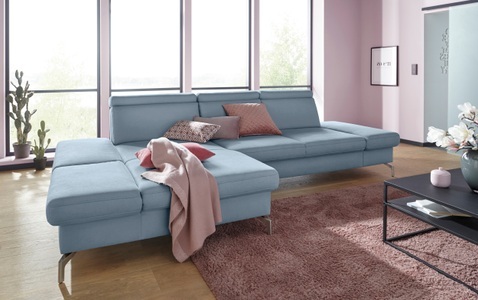 sit&more Ecksofa, Fusshöhe 15 cm, inklusive Sitztiefen-, Armteil- und Kopfteilverstellung