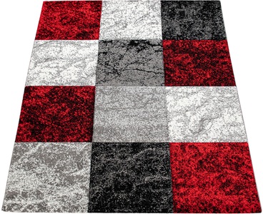 PACO HOME, Paco Home Teppich »Inferno 757«, rechteckig, 17 mm Höhe, Kurzflor, modernes kariertes Marmor Design, handgearbeiteter Konturenschnitt, ideal im Wohnzimmer & Schlafzimmer, Paco Home Teppich »Inferno 757«, rechteckig, 17 mm Höhe, Kurzflor, kariertes Marmor Design, handgearbeiteter Konturenschnitt