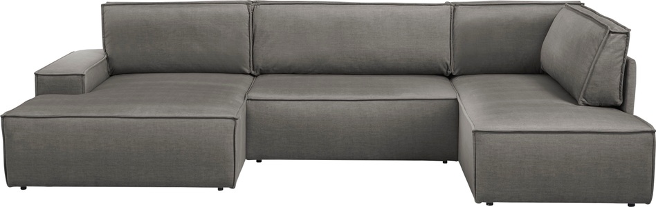 HOME AFFAIRE, Home affaire Wohnlandschaft »SHERWOOD«, mit Bett-Funktion (Liegefläche 194x139 cm), mit 4 losen Rückenkissen, Home affaire Wohnlandschaft »SHERWOOD XXL 329 cm, U-Form, Schlafsofa,«, Schlaffunktion m. Bettkasten (194x139 cm), Cord, Vintage, Samtvelours