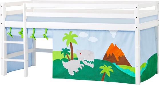 Hoppekids, Hoppekids Hochbett »Dinosaurier«, inkl. Vorhang-Set, Matratze und Rollrost, 