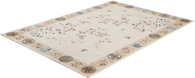Gino Falcone Teppich »Cherina GF-130«, rechteckig, zartes Blüten Design, mit Bordüre, leichter Glanz, 100 % Viskose