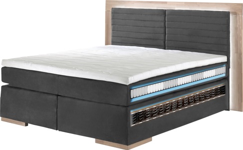 PLACES OF STYLE, Places of Style Boxspringbett »Cup«, mit Massivholzrahmen, mit Topper, in 2 Härtegraden, in 3 Breiten, Places of Style Boxspringbett »Cup«, mit Massivholzrahmen, mit Topper, in 2 Härtegraden, in 3 Breiten