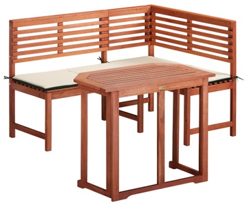 Merxx, MERXX Gartenmöbelset 4-tlg., Eckbank, Tisch 90x60 cm, klappbar, Eukalyptus, braun, MERXX Balkonset