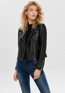 ONLY, Kurze Jacke mit Reissverschluss, Only - Biker-kunstlederjacke, für Damen, Schwarz, Größe 44