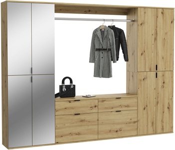 INOSIGN, INOSIGN Garderoben-Set »Trondheim«, (Set, 4 St.), Diele, Flur, Schranksystem, Garderobenmöbel, Set, Kombination, INOSIGN Garderoben-Set »Trondheim, Breite 243 cm, 5-teilig, bestehend aus:«, (Set, 4 St.), 2x Garderobenschrank, 1 Kommode, 1 Garderobenstange, 1 Ablageboden