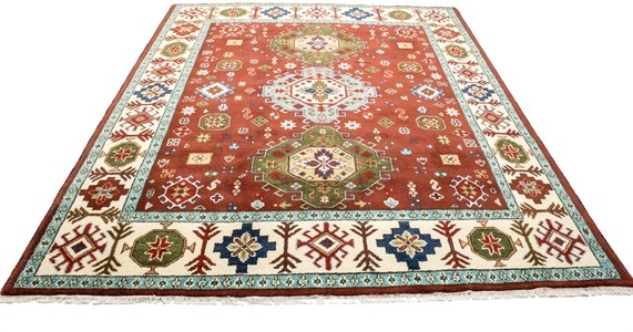 MorgenLand, morgenland Wollteppich »Kazak Teppich handgeknüpft rot«, rechteckig, 18 mm Höhe, morgenland Wollteppich »Kazak Teppich handgeknüpft rot«, rechteckig, 18 mm Höhe