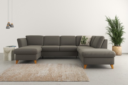 HOME AFFAIRE, Home affaire Wohnlandschaft »Trelleborg«, Federkern-Polsterung, wahlweise mit Bettfunktion und Stauraum, Kopfstützen optional, Home affaire Wohnlandschaft »Trelleborg U-Form«, Federkern-Polsterung, wahlweise mit Bettfunktion und Stauraum