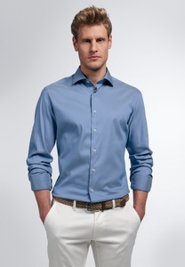 Eterna, ETERNA LANGARM HEMD SLIM FIT PERFORMANCE SHIRT STRETCH BLAU UNIFARBEN, Eterna Langarmhemd »SLIM FIT«