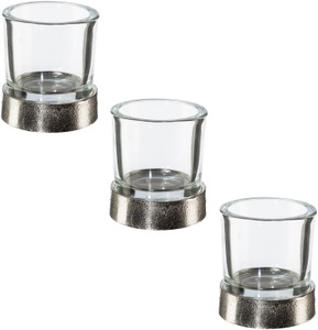 Creativ Home, Creativ home Windlicht, (Set, 3 St.), aus Glas und Aluminium, Höhe ca. 12 cm, Creativ home Windlicht »Weihnachtsdeko«, (Set, 3 St.), aus Glas und Aluminium, Höhe ca. 12 cm