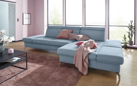 sit&more Ecksofa, Fusshöhe 12 cm, inklusive Sitztiefen-, Armteil- und Kopfteilverstellung