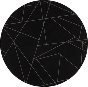 White Label, White Label - Teppich Design Verlours - 140 cm - Schwarz und Cremeweiss, my home Teppich »Oswyn«, rund, 8 mm Höhe, Kurzflor, Geometrisches Design, Zwei-Farben Kombination