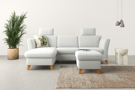 HOME AFFAIRE, Home affaire Ecksofa »Trelleborg«, Federkern-Polsterung, wahlweise mit Bettfunktion und Bettkasten, Kopfstützen optional, Home affaire Ecksofa »Trelleborg L-Form«, Federkern-Polsterung, wahlweise mit Bettfunktion und Bettkasten