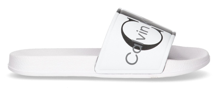 CALVIN KLEIN JEANS, Calvin Klein Jeans Badepantolette »LOGO POOL SLIDE«, Calvin Klein Jeans Badepantolette »LOGO POOL SLIDE«, Sommerschuh, Schlappen, Badeschuh, Poolslides mit grossem Logodruck