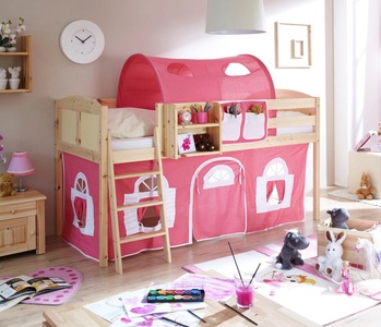 TICAA, Ticaa Hochbett »Eric« mit Rolllattenrost und Textil-Set, 