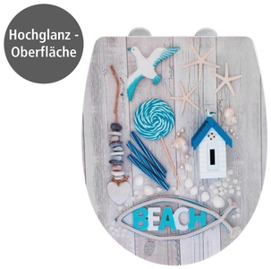 Wenko, WENKO WC-Sitz Beach, WENKO WC-Sitz »Beach High Gloss«, (1 St.), Thermoplast