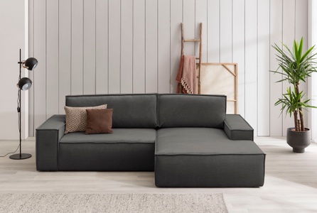 HOME AFFAIRE, Home affaire Ecksofa »SHERWOOD«, mit Bett-Funktion (Liegefläche 210x136 cm), mit 2 losen Rückenkissen, Home affaire Ecksofa SHERWOOD Schlafsofa 267 cm, L-Form, Schlaffunktion mit Bettkasten (210x136 cm), Cord, Vintage, Samtvelours