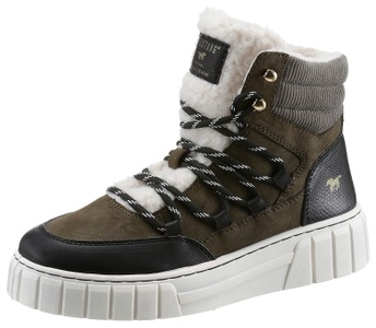 MUSTANG SHOES, Mustang Shoes Winterboots, mit gepolstertem Schaftrand, Mustang Sneakerbootie für Damen olive