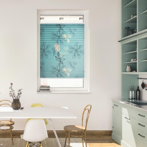 LICHTBLICK, LICHTBLICK Plissee »Plissee Klemmfix, ohne Bohren, blickdicht, Aqua Floral - Blau«, LICHTBLICK ORIGINAL Plissee »Plissee Klemmfix, ohne Bohren, blickdicht, Aqua Floral - Blau«, blickdicht, freihängend