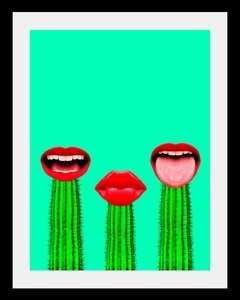 undefined, Bild »Mund«, queence Bild »Mund«, Gesicht-Humor-Bilder von Frauen-Bilder von Männern, HD Premium Poster-Druck inkl. Holzrahmen