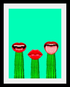 undefined, Bild »Mund«, queence Bild »Mund«, Gesicht-Humor-Bilder von Frauen-Bilder von Männern, HD Premium Poster-Druck inkl. Holzrahmen