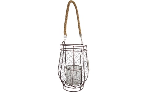 Riffelmacher, Riffelmacher Windlicht 20 x 26 cm, Metall, Dunkelbraun, 