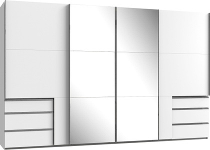 fresh to go, Fresh To Go Schwebetürenschrank »Level«, mit Synchronöffnung, MID.YOU Schwebetürenschrank in weiss , Level 36A B: 350 CM Weiss , Metall , 6 Fächer , 6 Schubladen , 350x216x65 cm , Dekorfolie,Dekorfolie,Nachbildung,Nachbildung , In verschiedenen Grössen erhältlich, in verschiedenen Holzdekoren erhältlich , 