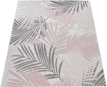 PACO HOME, Paco Home Teppich »Kuba 129«, rechteckig, 4 mm Höhe, Flachgewebe, Motiv Blätter, In- und Outdoor geeignet, Wohnzimmer, 