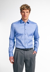 Eterna, ETERNA LANGARM HEMD SUPER SLIM PERFORMANCE SHIRT STRETCH ENZIANBLAU, Eterna Langarmhemd »SUPER SLIM«