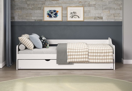 HOME AFFAIRE, Home affaire Holzbett »Avesta Bett Ausziehbett Daybett Gästebett Funktionsbett« 1 tlg. Weisses Massivholz Bett mit Auszieh-Funktion - 90x200 cm Liegefläche, Home affaire Holzbett »Avesta Bett Ausziehbett Daybett Gästebett Funktionsbett« 1 tlg. Weisses Massivholz Bett mit Auszieh-Funktion - 90x200 cm Liegefläche