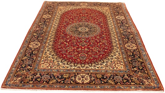 MorgenLand, morgenland Wollteppich »Keshan Teppich handgeknüpft rot«, rechteckig, 8 mm Höhe, morgenland Wollteppich »Keshan Teppich handgeknüpft rot«, rechteckig, 8 mm Höhe