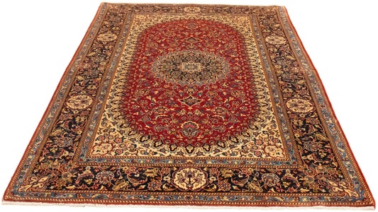 MorgenLand, morgenland Wollteppich »Keshan Teppich handgeknüpft rot«, rechteckig, 8 mm Höhe, morgenland Wollteppich »Keshan Teppich handgeknüpft rot«, rechteckig, 8 mm Höhe