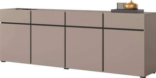 INOSIGN, INOSIGN Kommode, Breite ca. 225 cm, INOSIGN Sideboard »Cross,Breite 225 cm, moderne grifflose Kommode,4 Türen/4 Schubkästen«, Schubladenschrank mit viel Stauraum, Einlegeböden verstellbar